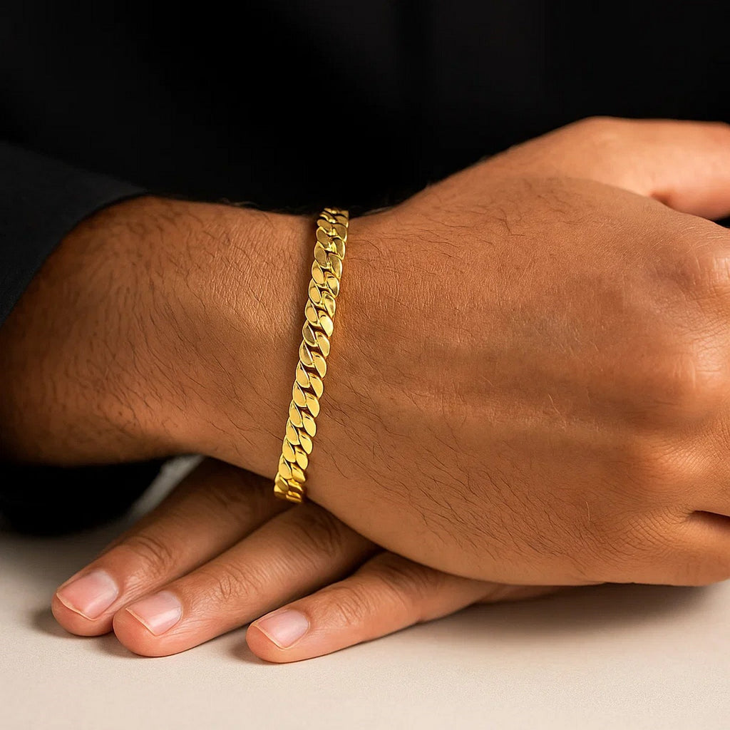 14k Yellow Gold 8 inch Mens Curb Chain Bracelet (8.00 mm) — view 6