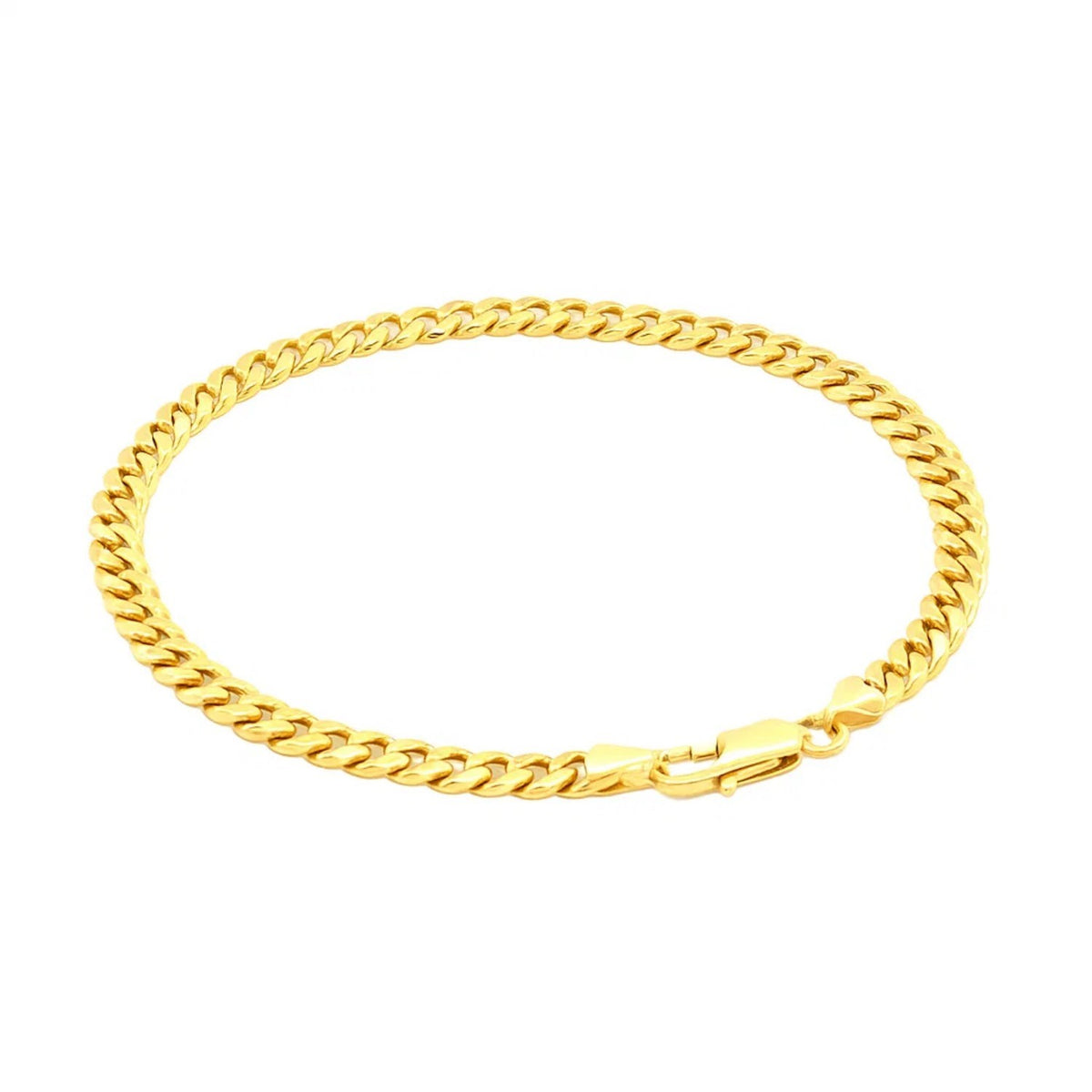 10k Yellow Gold Miami Cuban Semi Solid Bracelet (4.50 mm) — view 2