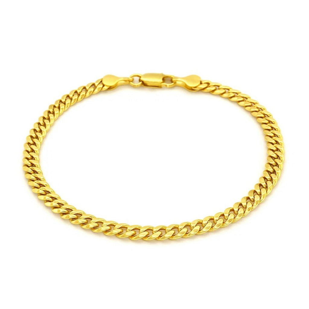 10k Yellow Gold Miami Cuban Semi Solid Bracelet (4.50 mm) — view 3