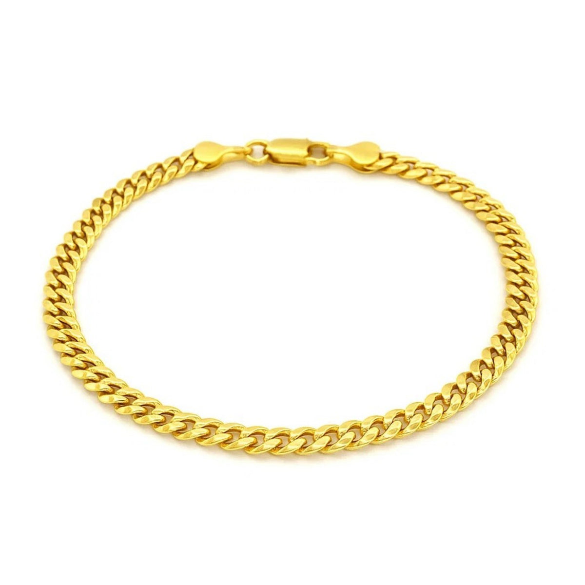 10k Yellow Gold Miami Cuban Semi Solid Bracelet (4.50 mm) — view 3