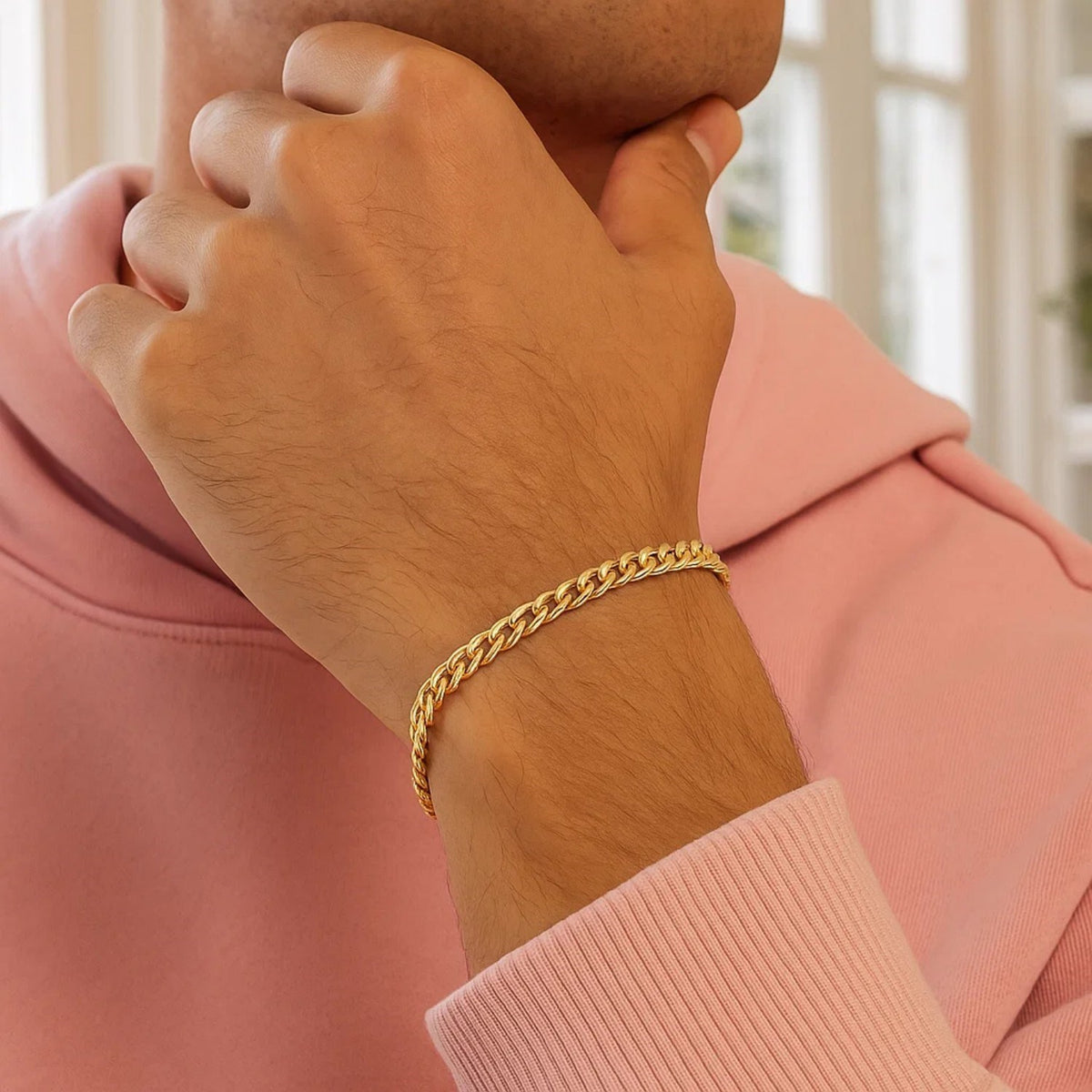 10k Yellow Gold Miami Cuban Semi Solid Bracelet (4.50 mm) — view 4