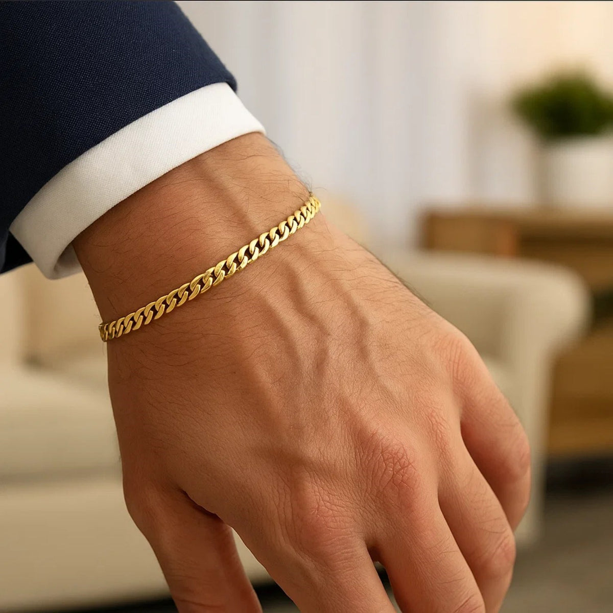 10k Yellow Gold Miami Cuban Semi Solid Bracelet (4.50 mm) — view 6