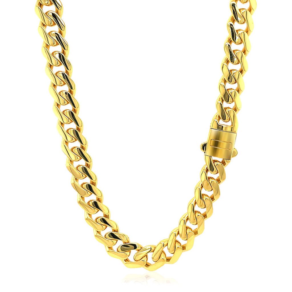 14k Yellow Gold Polished Miami Cuban Chain Necklace — view 2