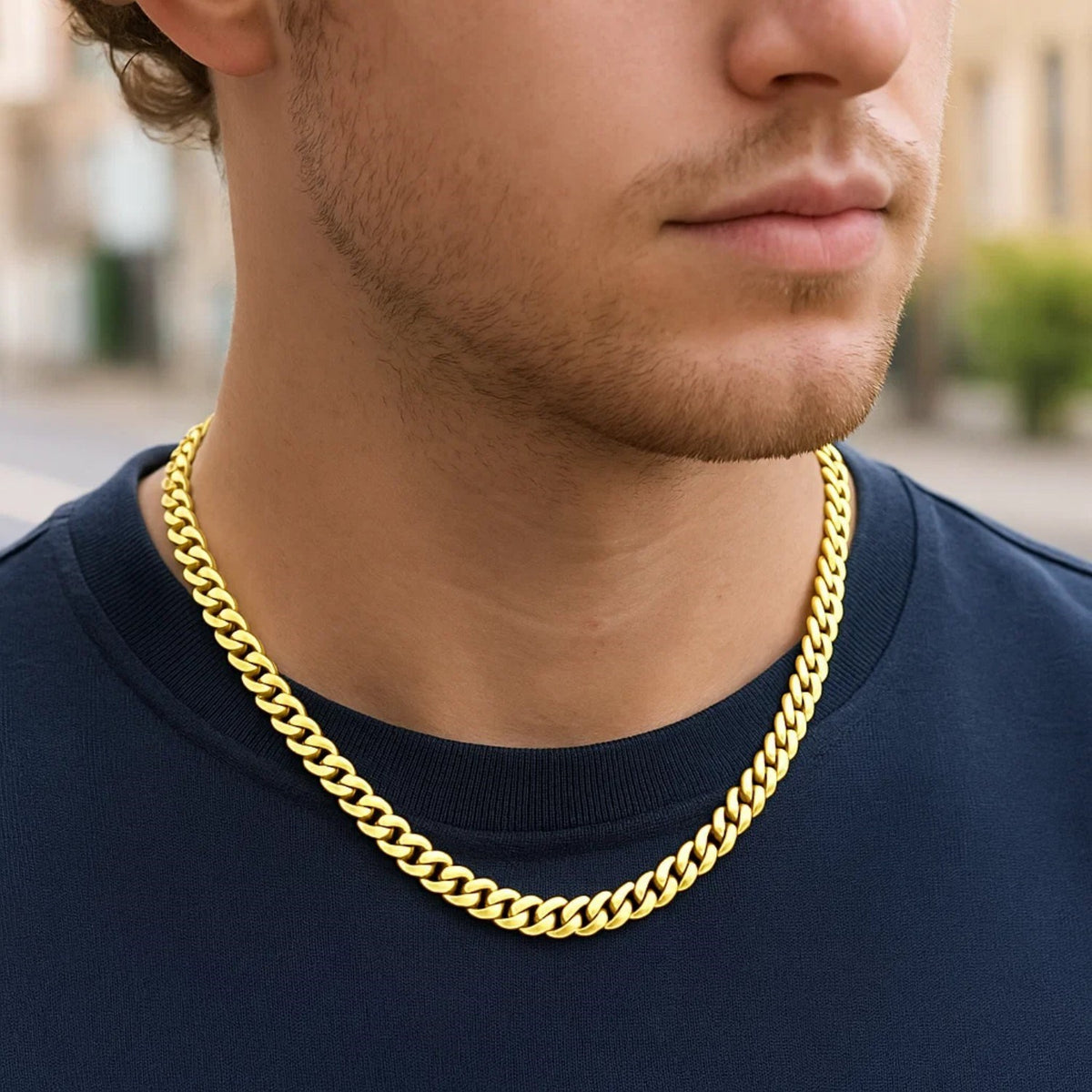 14k Yellow Gold Polished Miami Cuban Chain Necklace — view 4