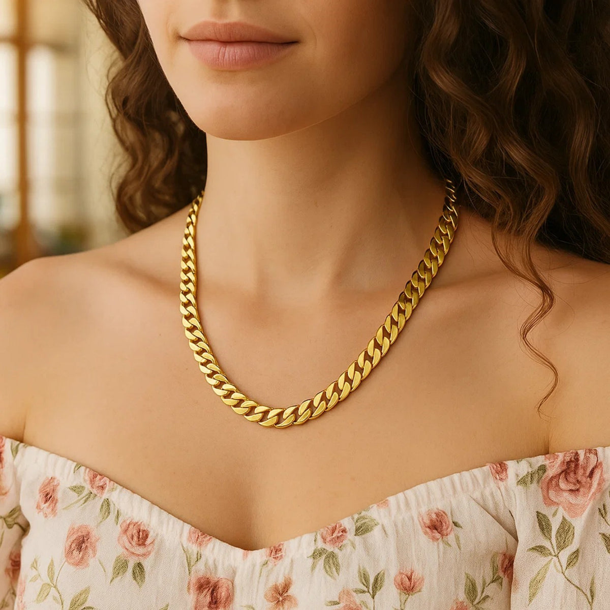 14k Yellow Gold Polished Miami Cuban Chain Necklace — view 6