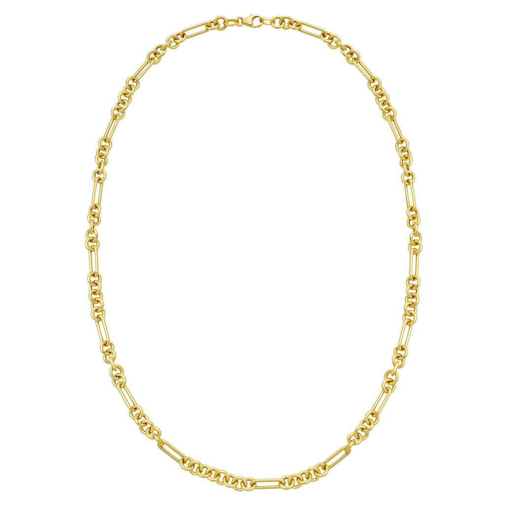 14K Yellow Gold Five And One Paperclip Link Chain Necklace — view 2