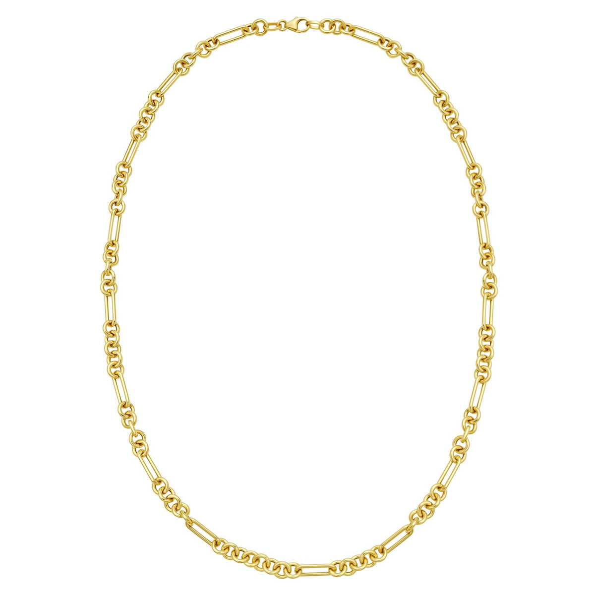 14K Yellow Gold Five And One Paperclip Link Chain Necklace — view 2