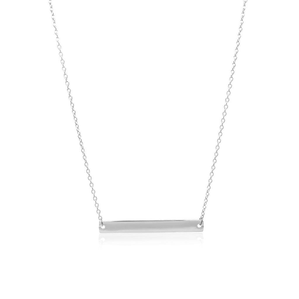 14k White Gold Smooth Flat Horizontal Bar Style Necklace — view 2