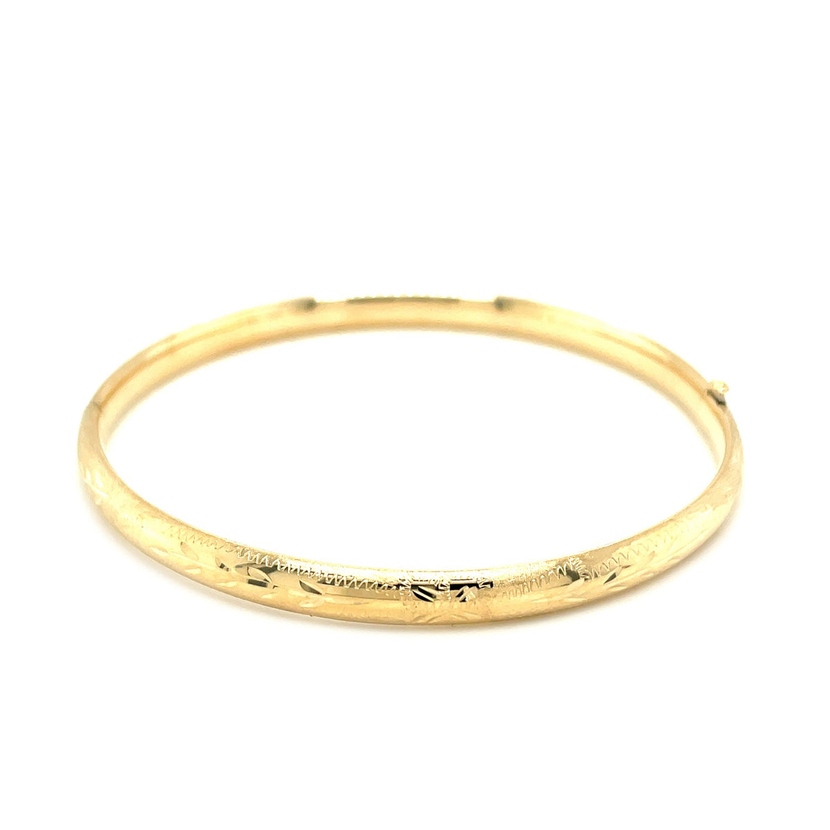 10k Yellow Gold Botanical Pattern Florentine Bangle (5.00 mm) — view 2