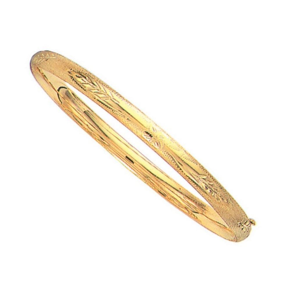 10k Yellow Gold Botanical Pattern Florentine Bangle (5.00 mm) — view 3