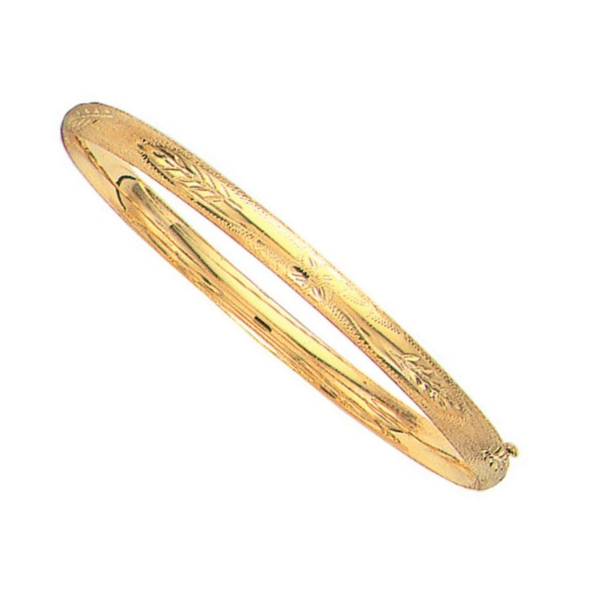 10k Yellow Gold Botanical Pattern Florentine Bangle (5.00 mm) — view 3