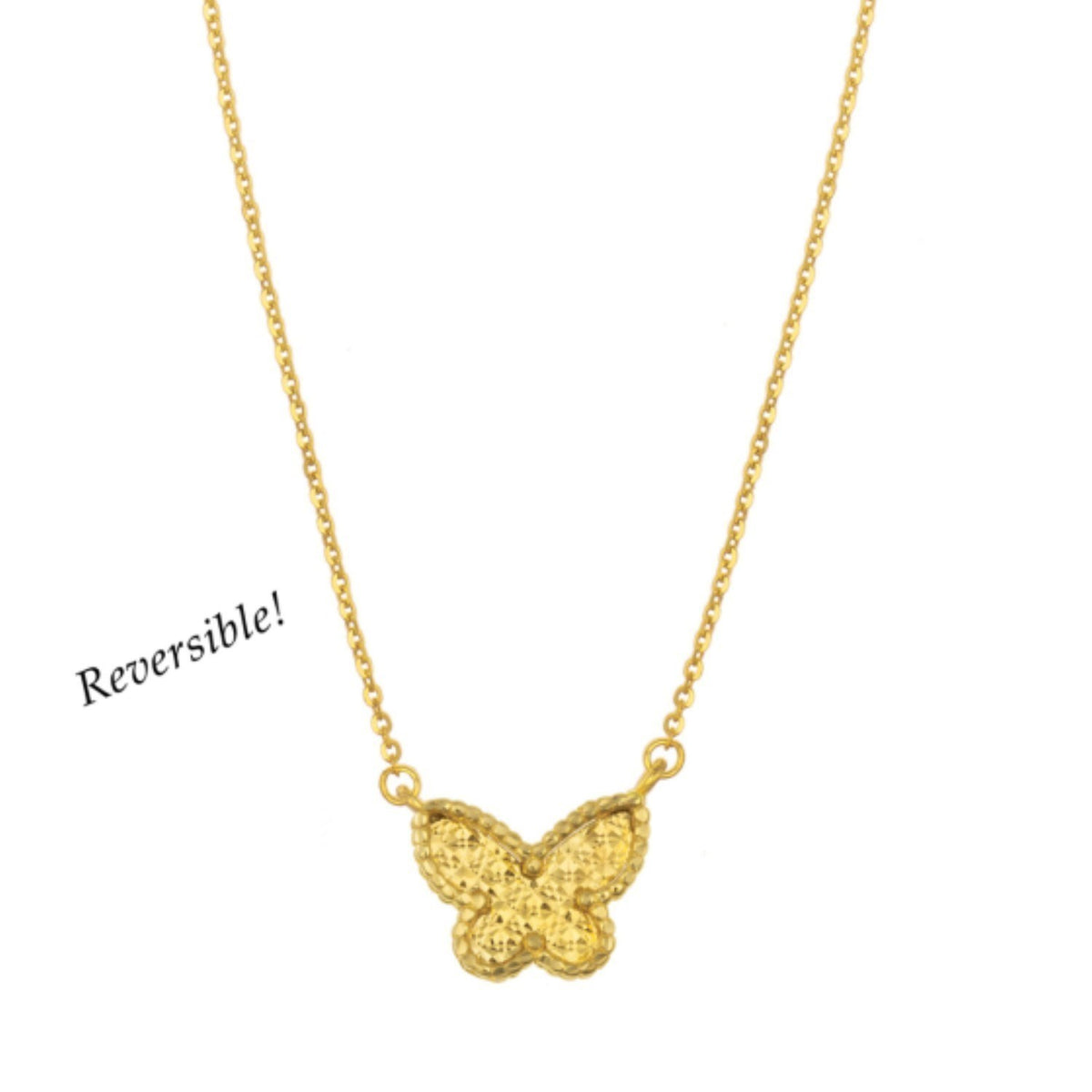 14K Yellow Gold Primavera Malachite Butterfly Necklace — view 4